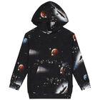 Boys Black Space Hooded Top, 1, hi-res