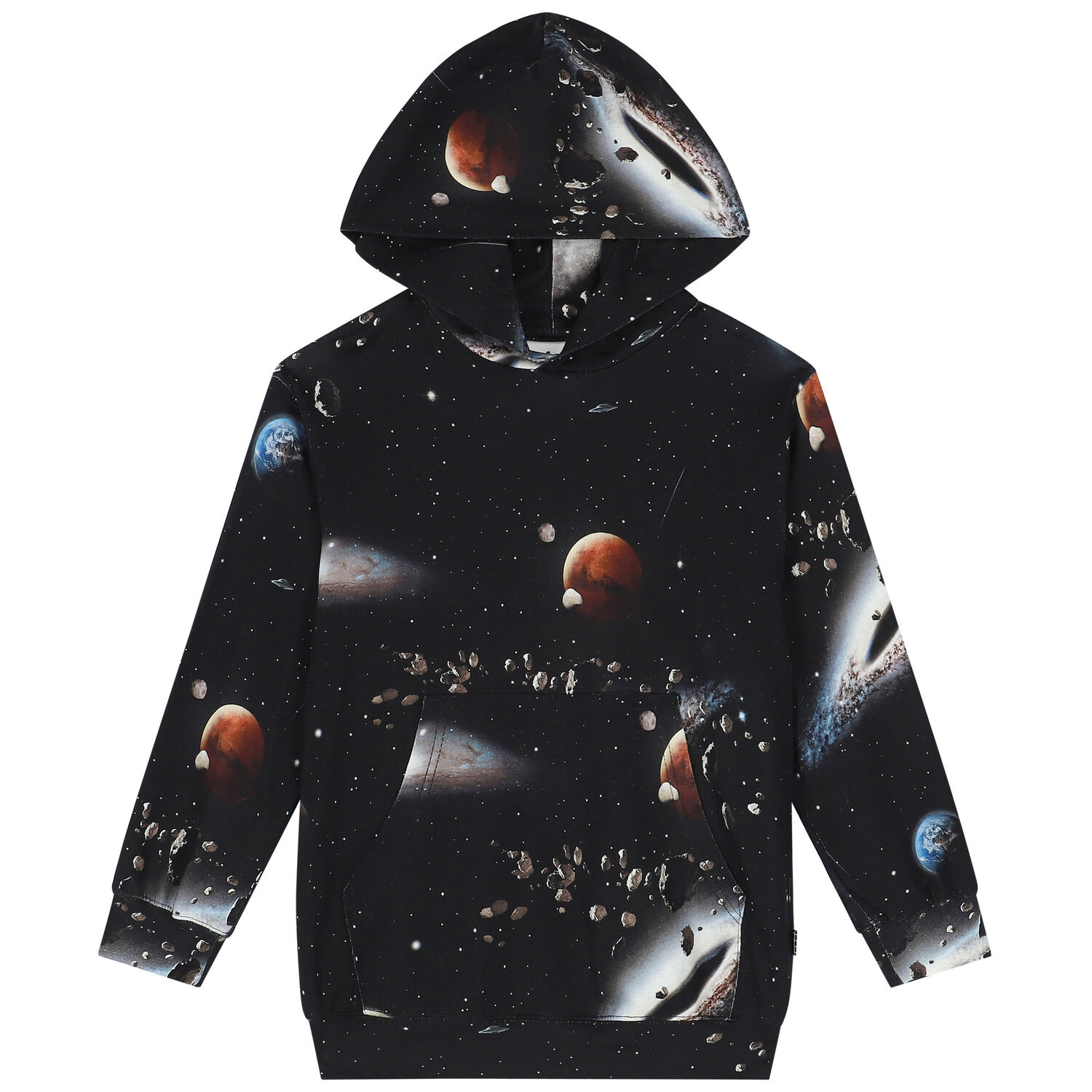 Boys Black Space Hooded Top, 1, hi-res