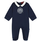 Baby Boys Navy Logo Babygrow, 1, hi-res