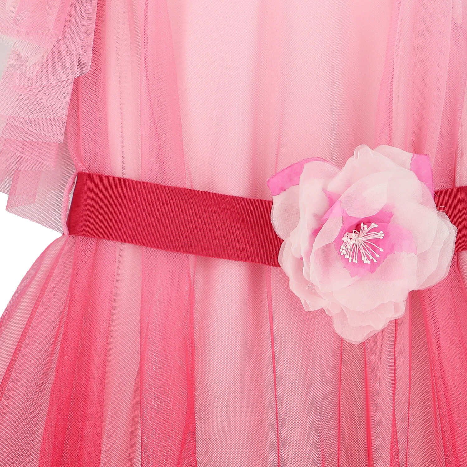 Girls Pink Tulle Ruffle Dress, 1, hi-res image number null