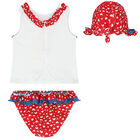 Baby Girls Red Teddy Bear Swim Set, 1, hi-res
