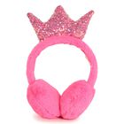 Girls Pink Crown Ear Muffs, 1, hi-res