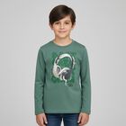 Boys Green Headphone Long Sleeve Top, 2, hi-res