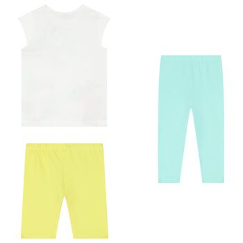 Girls White & Green Leggings Set