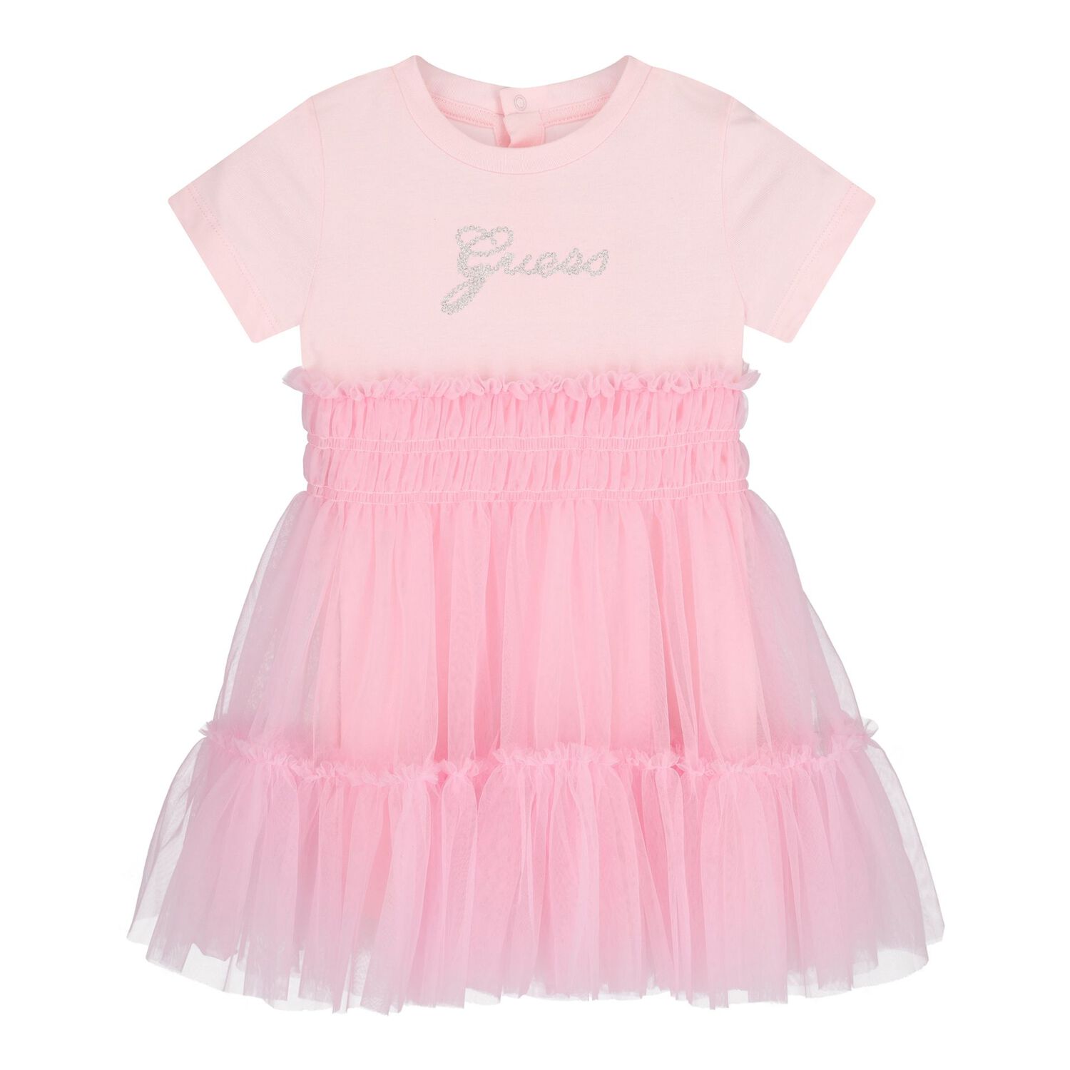 Baby Girls Pink Logo Tulle Dress Set, 1, hi-res