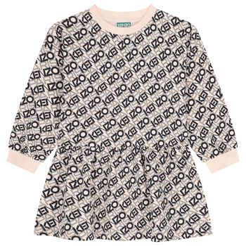 Girls Pink & Black Logo Dress