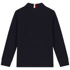 Boys Navy Blue, Red & White Logo Polo Shirt, 1, hi-res