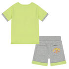 Younger Boys Green & Grey Shorts Set, 1, hi-res