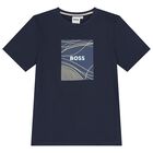 Boys Navy Blue Logo T-Shirt, 1, hi-res