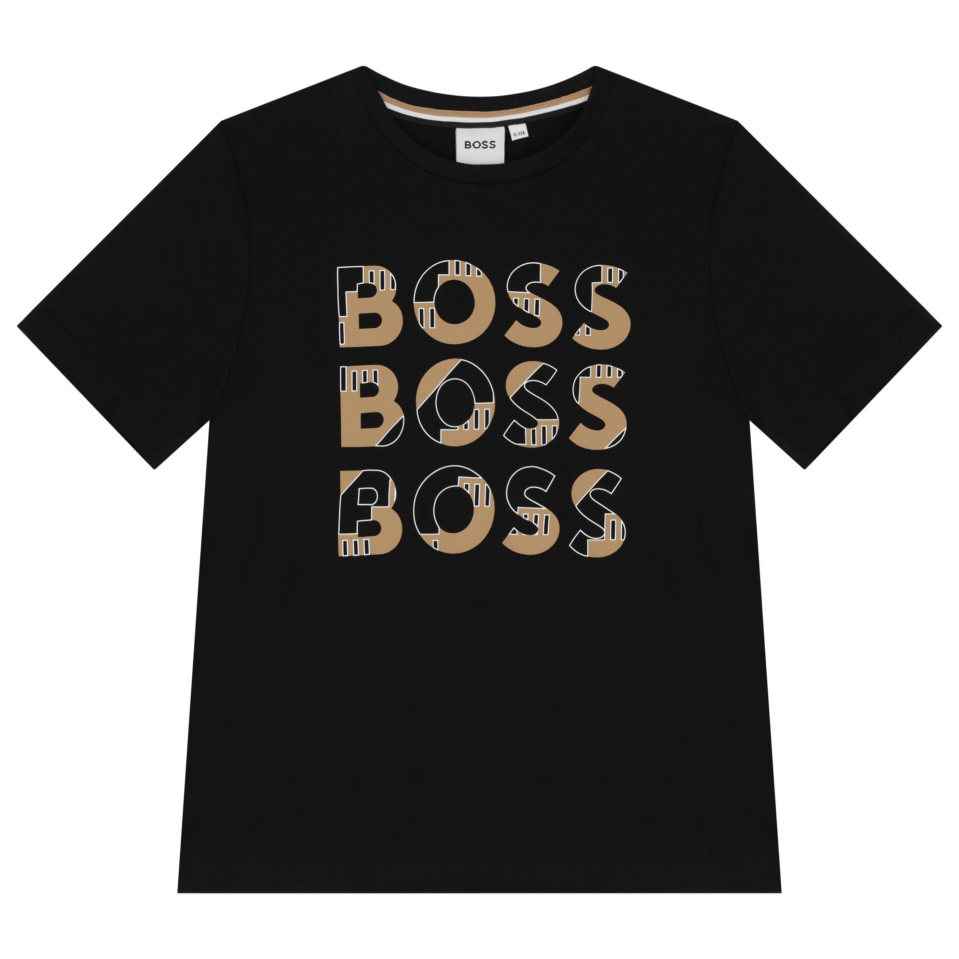 BOSS Boys Black Logo T Shirt Junior Couture UK