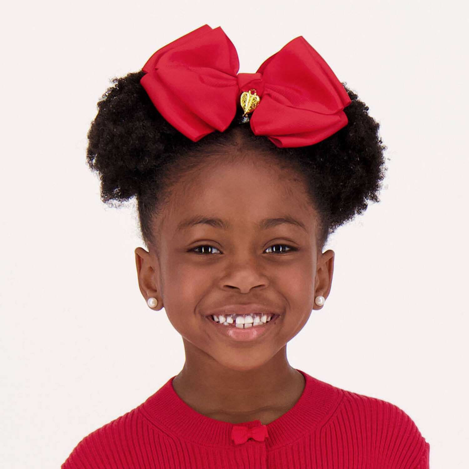 Girls Red Bow Hairclip, 9, hi-res