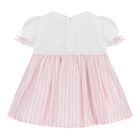 Baby Girls White & Pink Striped Dress, 1, hi-res