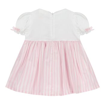 Baby Girls White & Pink Striped Dress
