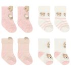 Baby Girls Ivory & Pink Socks ( 4 Pack ) , 1, hi-res