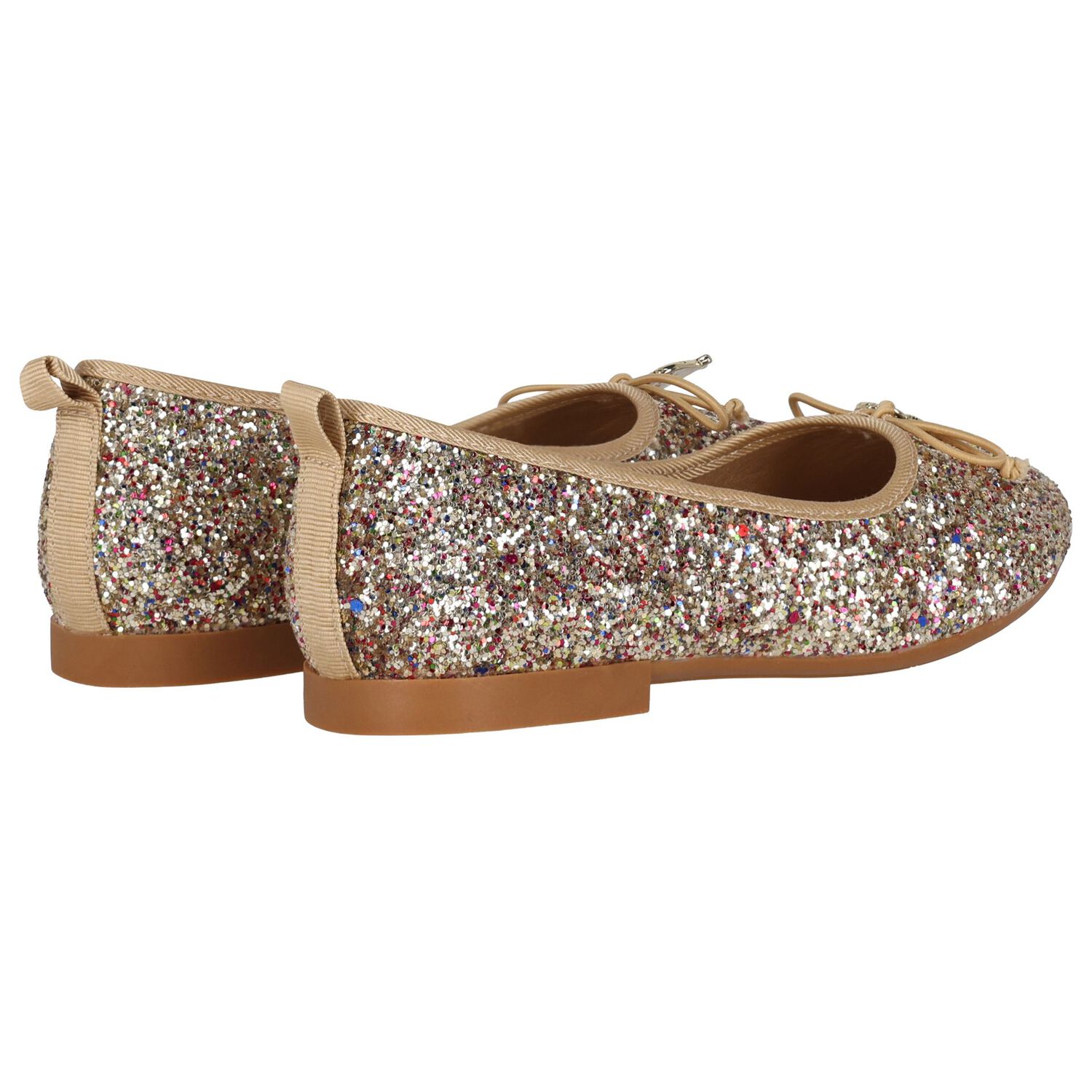 Girls Gold Glitters Ballerina Shoes, 1, hi-res
