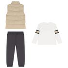 Boys White, Beige & Grey Tracksuit Set ( 3 Piece ), 3, hi-res