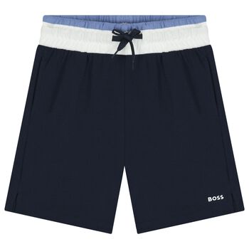 Boys Navy Blue Logo Shorts