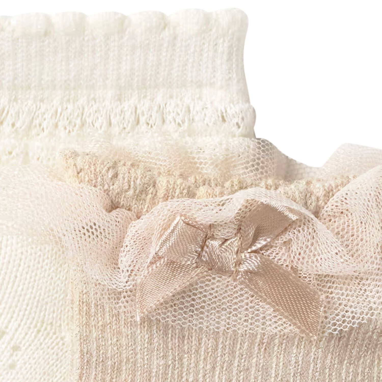 Younger Girls Ivory & Beige Socks ( 2-Pack ), 3, hi-res