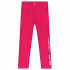 Girls Pink Logo Leggings, 1, hi-res