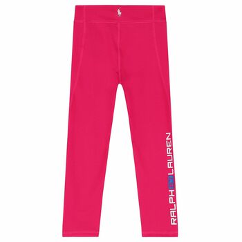 Girls Pink Logo Leggings