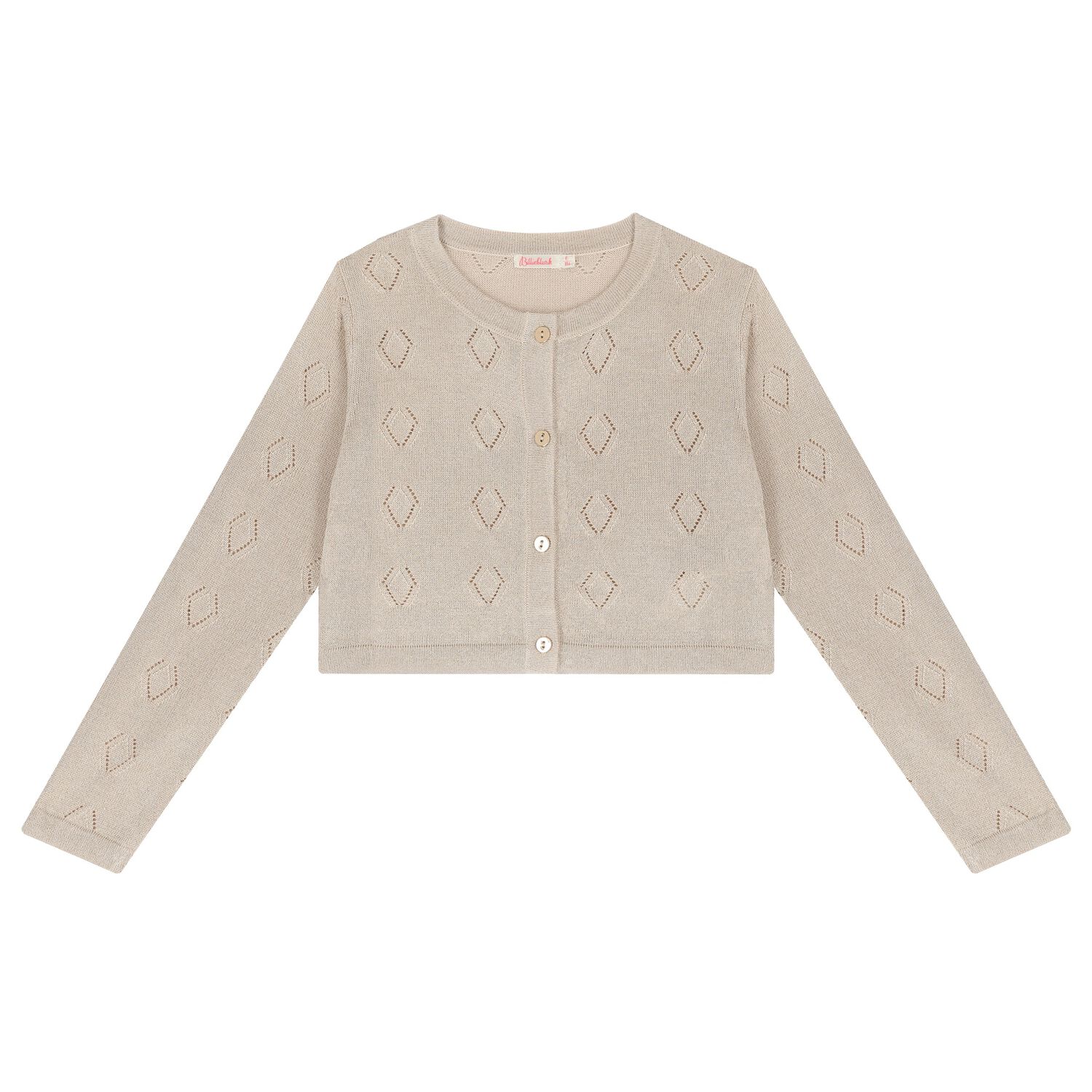 Girls Beige Knitted Cardigan, 1, hi-res