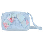 Girls Blue Chiffon Floral Handbag, 2, hi-res