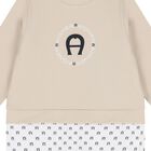 Baby Boys Beige & White Logo Babygrow, 1, hi-res