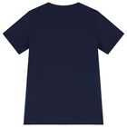 Boys Navy Blue Teddy Bear Logo T-Shirt, 1, hi-res