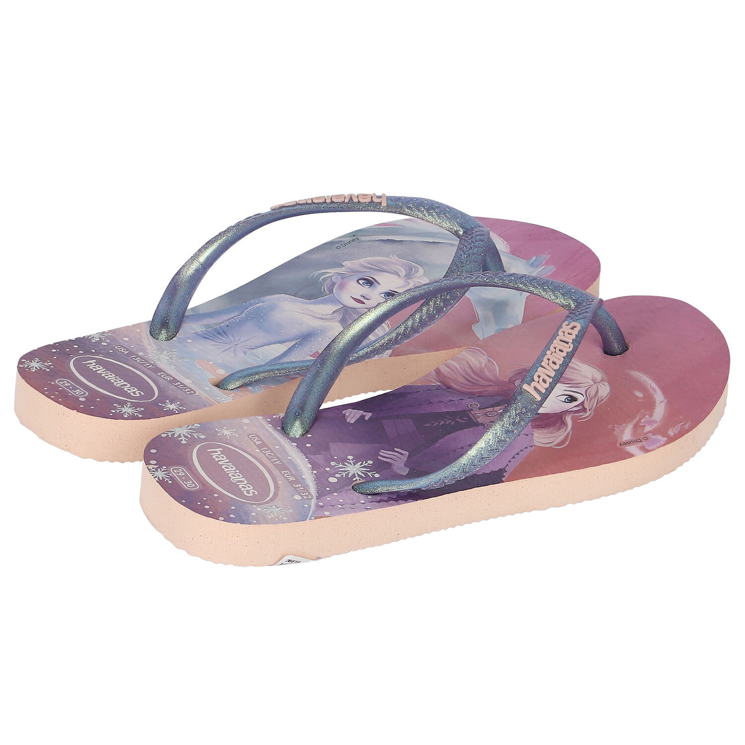 Girls Pink Frozen Flip Flops, 1, hi-res