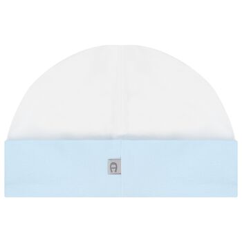 Baby Boys White & Blue Logo Hat