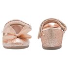 Girls Rose Gold Bow Glitter Shoes, 2, hi-res