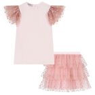 Girls Pink Tulle Skirt Set, 1, hi-res
