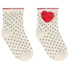 Younger Girls Red & Ivory Heart Socks ( 3 Pack ), 2, hi-res