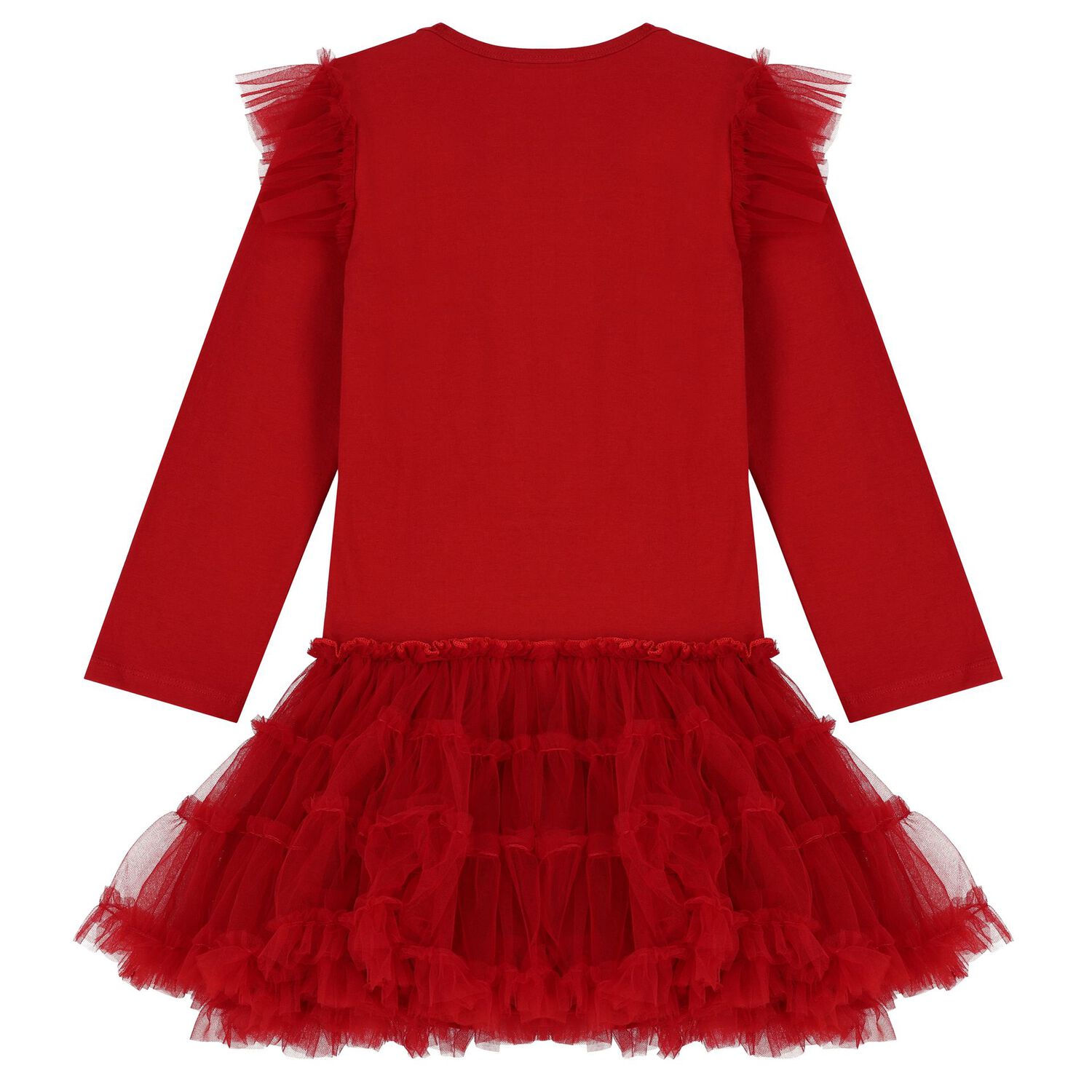 Girls Red Festive Tulle Dress, 1, hi-res image number null