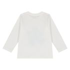 Younger Boys White Logo Long Sleeve Top, 1, hi-res