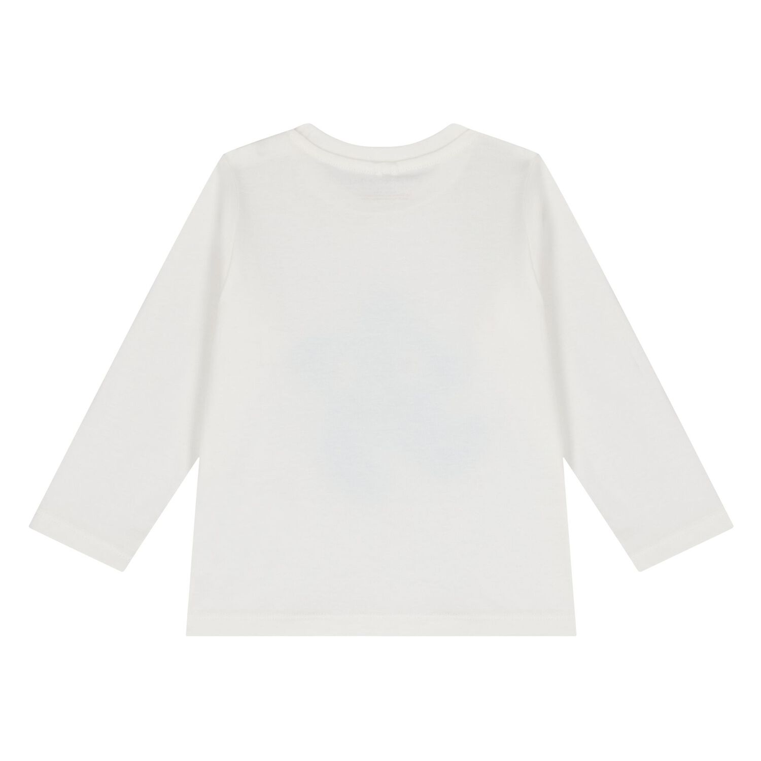 Younger Boys White Logo Long Sleeve Top, 1, hi-res