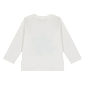 Younger Boys White Logo Long Sleeve Top
