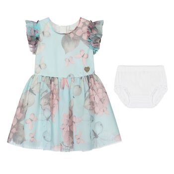 Younger Girls Aqua Blue Tulle Dress Set