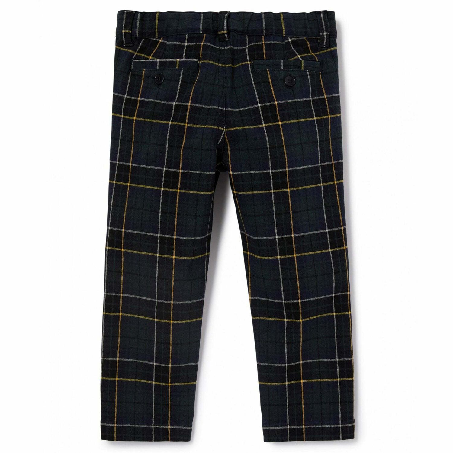Boys Navy Tartan Trousers, 1, hi-res