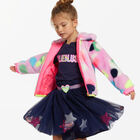 Girls Navy Blue Logo Long Sleeve Top, 1, hi-res