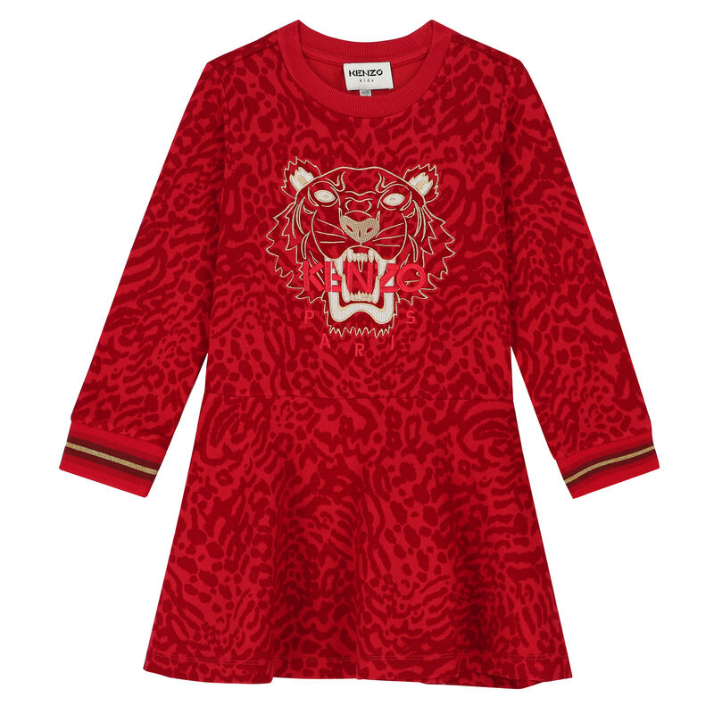 Girls Red Tiger Logo Dress, 1, hi-res image number null