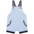 Baby Boys White & Blue Dungaree Set, 1, hi-res