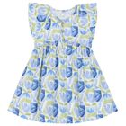 Girls Blue & Green Floral Dress, 1, hi-res
