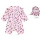 Baby Girls Pink Sun Suit & Hat Set (UPF40+), 2, hi-res