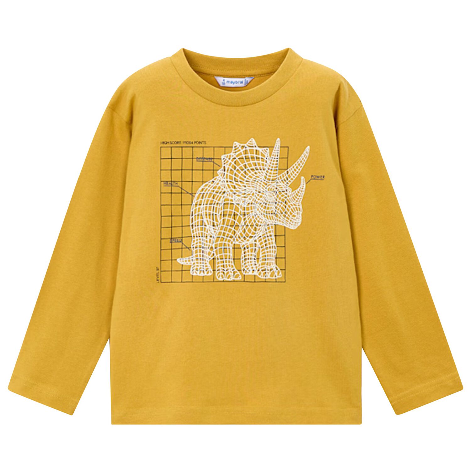 Boys Yellow Dinosaur Long Sleeve Top, 2, hi-res image number null