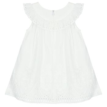 Younger Girls White Embroidered Dress