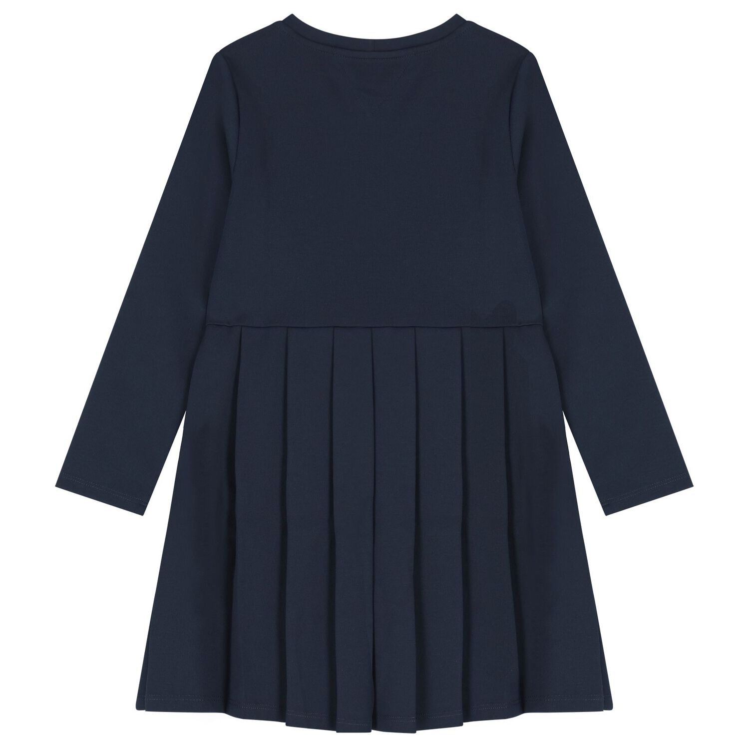 Girls Navy Blue Logo Pleated Dress, 1, hi-res