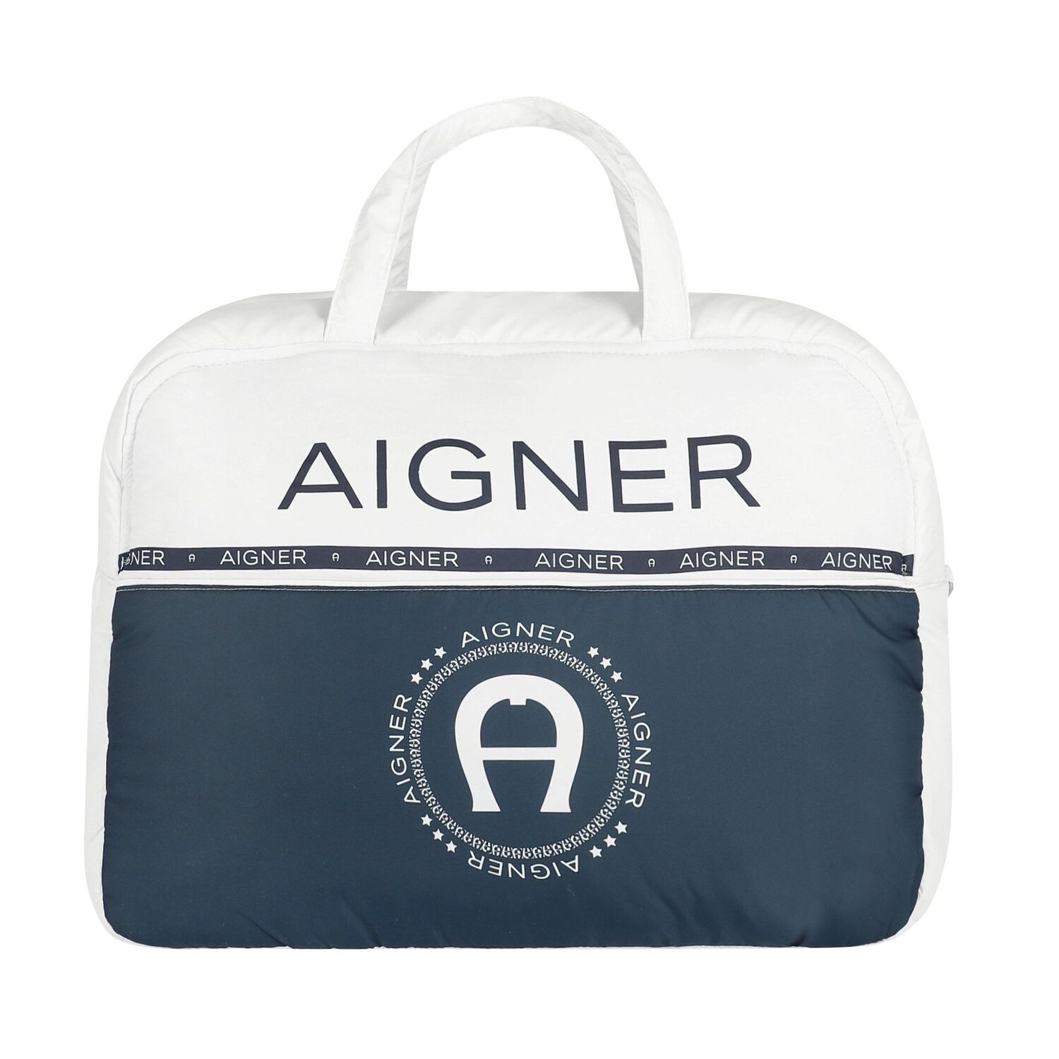 White & Navy Logo Baby Changing Bag, 1, hi-res