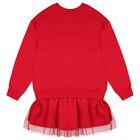 Girls Red Logo Sweatshirt Tulle Dress, 2, hi-res