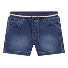 Younger Boys Blue Denim Shorts, 1, hi-res